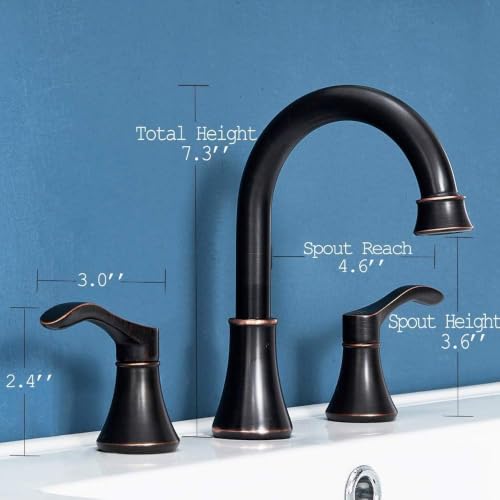 Oil Rubbed Bronze Bathroom Faucet, 2 Handle 3 Hole 8 Inch Widespread Bathroom Faucet, 360°Swivel High-Arc Spout, Stainless Steel Faucet for Bathroom/Vanity/Lavatory, VAL052HZST - color: Oil Rubbed Bronze