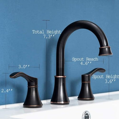 Oil Rubbed Bronze Bathroom Faucet, 2 Handle 3 Hole 8 Inch Widespread Bathroom Faucet, 360°Swivel High-Arc Spout, Stainless Steel Faucet for Bathroom/Vanity/Lavatory, VAL052HZST - color: Oil Rubbed Bronze