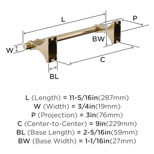 Amerock Davenport Golden Champagne 9 inch (229 mm) Center-to-Center Towel Bar, BH36055BBZ - color: Golden Champagne, size: 9 Inch (229 mm)