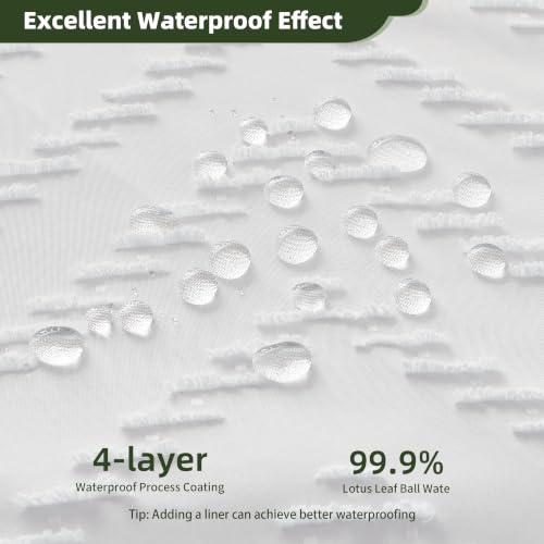 Siiluminisoy White Shower Curtain Fabric Boho Shower Curtain Cloth Textured Tufted Chevron Elegant Shower Curtains Waterproof for Bathroom 72" x 72" - color: A White, size: 72"W x 72"L (Pack of 1)
