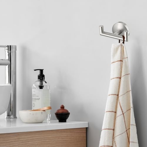 DGYB Towel Hooks for Bathroom 2 Packs Brushed Nickel Wall Mount Towel Holder Stainless Steel Heavy Duty Double Robe Coats Hook for Kitchen, Bedroom, Pool (Drilling) - color: Brushed Nickel