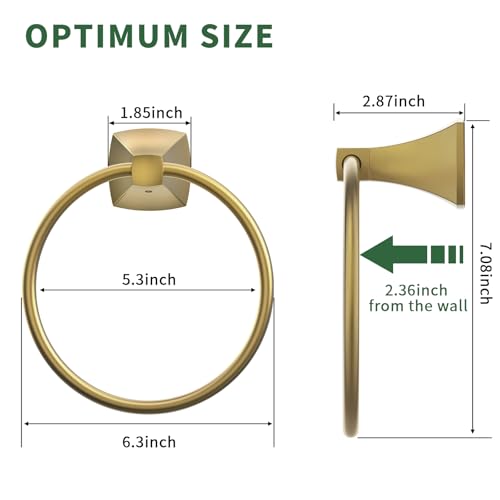 Hand Towel Holder for Bathroom Brushed Gold Towel Ring Stainless Steel and Zinc Alloy Towel Hanger Wall Mount for Bath, Kitchen - color: Brushed Gold