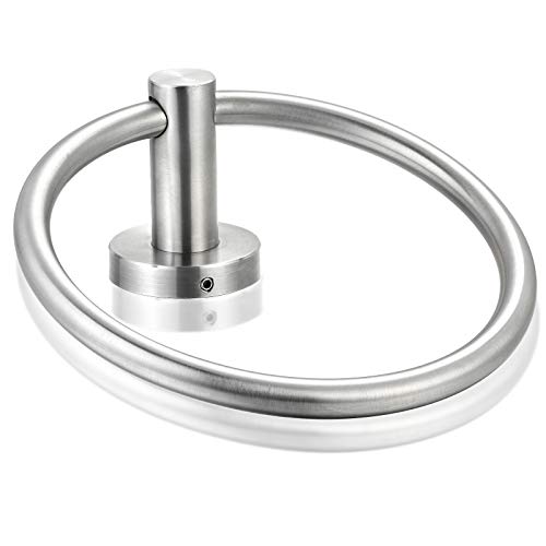 Bahroom Towel Ring Stainless Steel SUS 304,Circle Hand Towel Holder,Matte Round Towel Holder Wall Mount Towel Rack Silver - color: Towel Holder
