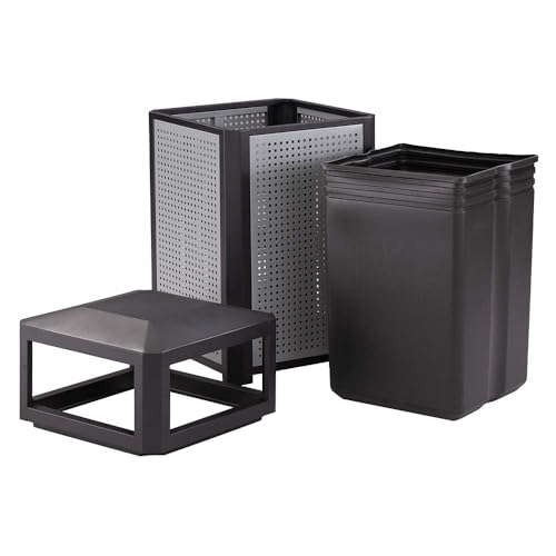 Safco Evos Steel Trash Can, 38 Gallons, Indoor and Outdoor Use, Commercial Garbage Can with Plastic Liner - size: 38 Gallon, style: Side Open