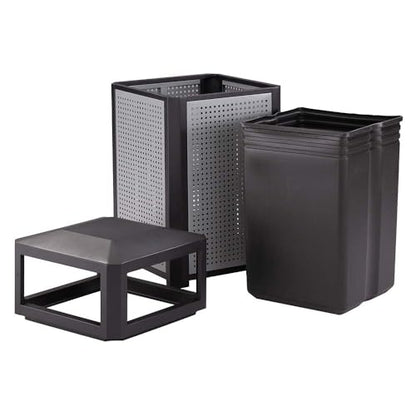 Safco Evos Steel Trash Can, 38 Gallons, Indoor and Outdoor Use, Commercial Garbage Can with Plastic Liner - size: 38 Gallon, style: Side Open