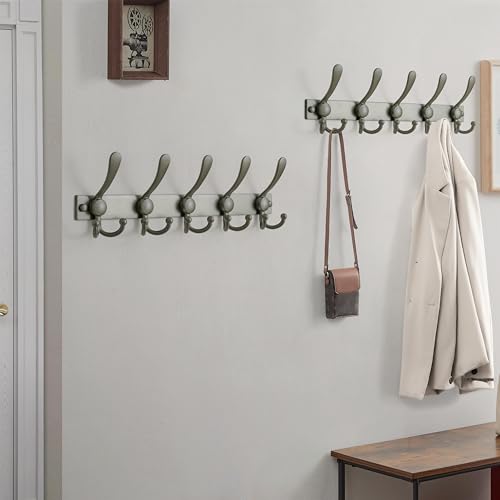 Coat Rack Wall Mount, Heavy Duty 12-Gauge Base vs Flimsy 1mm, Double-Thick Solid Anti-Snap Hooks, 16” Stud-Mount, Stainless Steel Hanger for Clothes Hat Entryway Closet Mudroom, Grey - color: Gray, size: L=17" (1pcs)