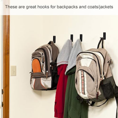 Foldable Black Wall Hooks 4 Pack,Heavy Duty Wall Hooks for Hanging Coats Towels Backpacks Bags Matte Black Towel Hooks in The Bathroom,Closet,Entryway,Pool and Kitchen. (Matte Black, 4) - color: Matte Black, size: 4