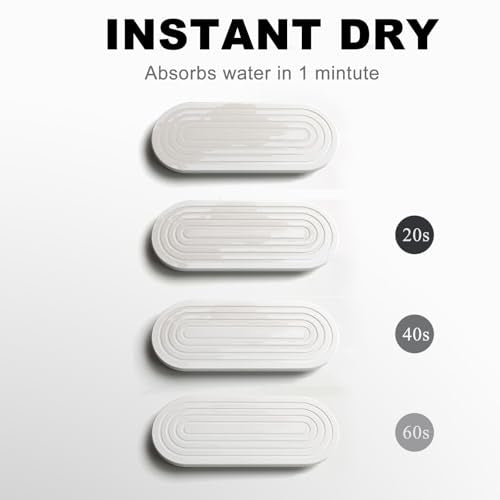 Instant Dry Sink Caddy Organizer – Water Absorbing Stone Tray for Kitchen Bathroom Countertop, Fast Drying Sink Caddy (with Wooden Feet and Natural Loofah, White) - color: White