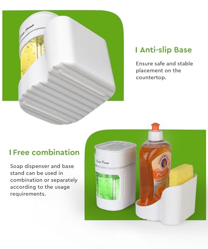 Kitchen Dish Soap Dispenser with Sponge Holder, 3-in-1 Countertop Dishwashing Soap Pump Dispenser Set for Kitchen Sink, Useful Kitchen Gadgets - White - color: White