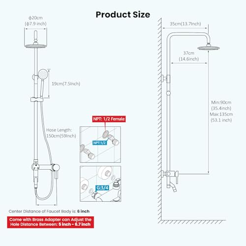 gotonovo Outdoor Shower Kit SUS304 Stainless Steel Matte Black | Outside Shower Fixtures,8’’ Rain Head with Handheld Sprayer,Swivel Tub Spout,Indoor/Outdoor,Poolside,Backyard,Garden,Beach - color: Black