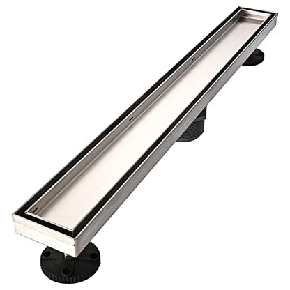 AVSIILE Linear Shower Floor Drain, 24 Inch Brushed Nickel 304 Stainless Steel Bathroom Drains Kit, Rectangular Shower Trench Drain with Reversable Tile-in Pattern Drain Cover & Hair Catcher - color: Brushed Stainless, size: 24 Inch