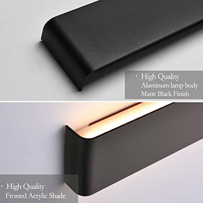 Ralbay 39.3inch Modern Black Vanity Light Fixtures LED Bathroom Wall Light Up and Down Bathroom Lighting Fixtures Warm White Light 3000K - color: Black-Warm White, size: 40 inch