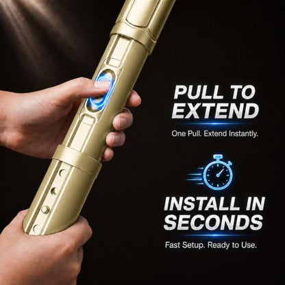 JILRON Gold Tension Rods for Windows 41-126in(3.41-10.5ft)×2,Shower Rod Tension,Rust-Proof-1.26" dia,One-Click Stretch Design, Upgraded Anti-Slip Pads - color: Gold, size: 41-126 inch-2Pack