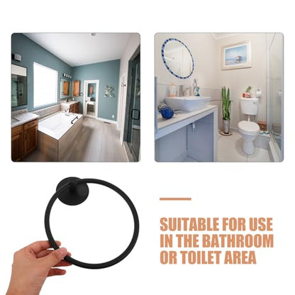 SUPVOX Stainless Steel Hand Towel Holder Ring Self-Adhesive No Drilling Bathroom Wall Mounted Towel Rack Space-Saving for Washroom
