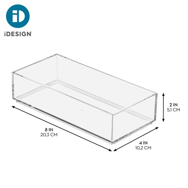 iDesign Clarity Collection Vanity Tray Organizer, 4" x 8" x 2", Clear | Small, Decorative, For Bathroom, Bedroom, Closet, Entryway, Countertop - size: Small
