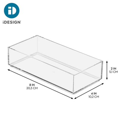 iDesign Clarity Collection Vanity Tray Organizer, 4" x 8" x 2", Clear | Small, Decorative, For Bathroom, Bedroom, Closet, Entryway, Countertop - size: Small