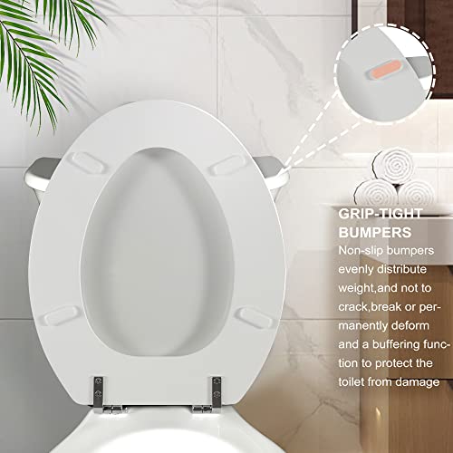 Angol Shiold Wood Toilet Seat, Zinc Alloy Hinges (Elongated, White) | Elongated Toilet Seat, Scratch Resistant Wood Surface, Easy to Install and Clean - color: White, size: Elongated