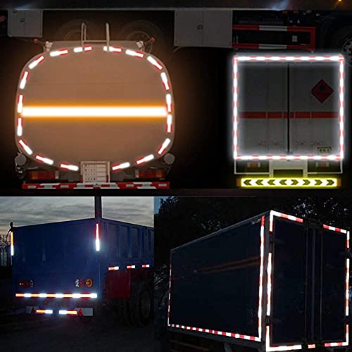 WAENLIR 2 inch x 200 Feet Dot Reflective Tape Outdoor Waterproof High Visibility Safety Tape, Red and White Adhesive Conspicuity Tape for Trailer, Cars, Trucks, Cinta reflectiva para camiones
