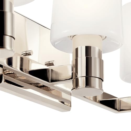 Kichler Adani 3-Light Bathroom Vanity Light, Polished Nickel | Modern vanity light with opal glass for bathrooms and powder rooms (24" x 8.25"), 55176PN - color: Polished Nickel, size: 24"