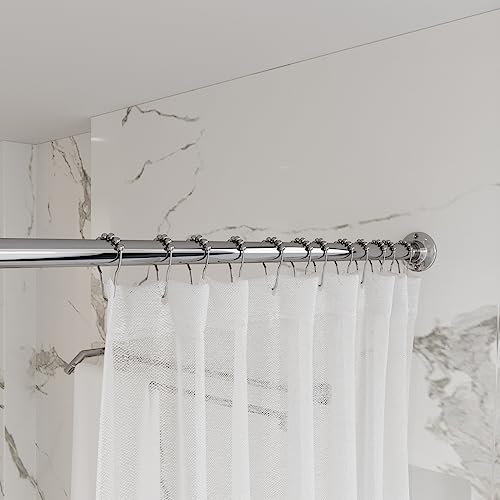 Naiture 304 Stainless Steel 36" Straight Shower Curtain Rod, Chrome | One-Piece Rod, Cut to Fit, Rustproof, Heavy-Duty Zinc Alloy Flange, Permanent Wall Mount, Mounting Hardware Included - color: Chrome, size: 36''