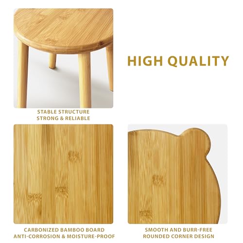 9.8 in Small Wooden Stool, Non-Slip Small Round Stool, Portable and Sturdy, Suitable for Footstools in Bedroom, Bathroom, Kitchen (L) - style: B