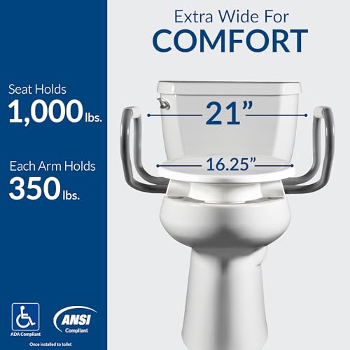 Bemis Assurance 3" Raised Toilet Seat with Handles and Bidet Attachment, Therapist Preferred for Safety, Secure Hinges, Clean Shield Guard, Elongated, White - size: Elongated, style: Raised Seat with Handles & Bidet