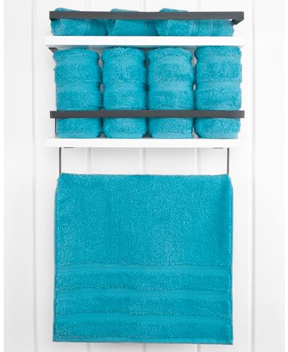 American Soft Linen 100% Cotton Luxury Turkish Towels, 4 PC Hand Towel Set | Soft Absorbent Quick Dry OEKO Tex Standard 100 Certificated Durable Machine Washable Premium Hotel Quality - color: Aqua Blue, size: 16"x28"