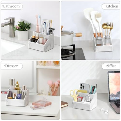 Luxspire Diatomite Toothbrush Holder, 4 Slots, Marble White | Fast Drying, Diatomaceous Earth, Electric Tooth Brush and Toothpaste Organizer, For Bathroom Kitchen Vanity Countertop - color: Marble White, style: 4 Slots