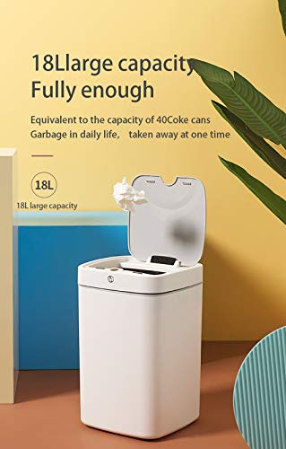Sensor Trash Can Automatic Trash Can Garbage Can 4.7 Gallon Metal Touchless Automatic Pearl White Waste Bin for Office Bathroom