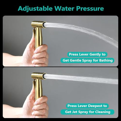 BARROCK Bidet Sprayer for Toilet, Handheld Jet Spray for Existing Toilets with Bidet Hose, Adjustable Water Pressure Muslim Shower, Stainless Steel Cloth Diaper/Feminine Wash Sprayer Brushed Gold - color: Brushed Gold
