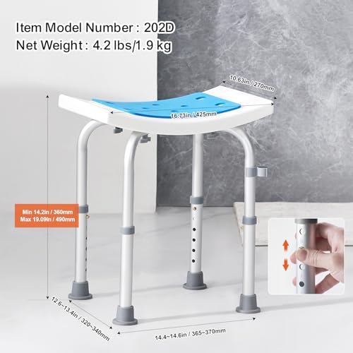 VEVOR Shower Chair, Adjustable Height Shower Stool, Shower Seat for Inside Shower or Tub, Non-Slip Bench Bathtub Stool Seat for Elderly Disabled Handicap, 350 LBS Capacity - size: 350 lbs Bench
