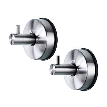 YOHOM Stainless Steel Vacuum Suction Cup Bathroom Shower Holders - Removable Towel Rack, Bathrobe and Loofah Hooks with Brushed Finish - color: Silver