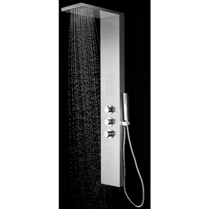 Blue Ocean ™ 56" Stainless Steel SPS8729 Thermostatic Shower Panel Column System with Rainfall Shower Head, Body Nozzles, and Handheld Shower Head, Shower Tower - style: 56 inch stainless steel