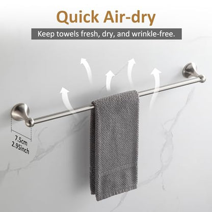 BGL Bathroom Accessories Set, Glossy Stain Nickel Expandable Towel Bar 4-Piece Bathroom Accessory Set Wall Mounted Towel Ring Robe Hook Toilet Paper Holder Towel Holder - color: Glossy Stain Nickel