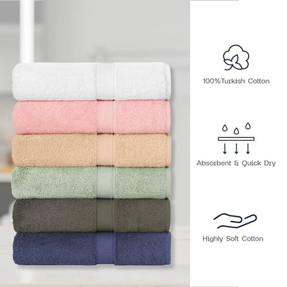 Supreme Terry 3-Piece 100% Turkish Cotton Towel Set, Hotel Quality Soft & Absorbent, 1 Luxury Bath Towel 1 Hand Towel 1 Washcloth-Green - color: Green, size: 3 Pcs Set