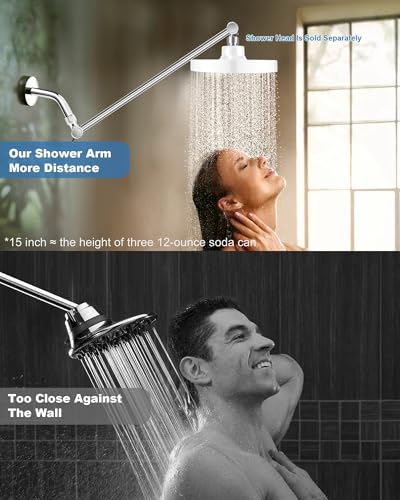 11 Inch Adjustable Shower Head Extension Arm With Locking Set Screw, Singing Rain 304 Stainless Steel Chrome Angle Height Adjustable, Easy Install, G1/2 Universal Connector Compatible (Chrome Finish) - color: 1. Chrome, style: 11 inch