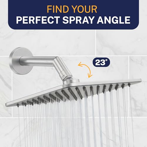 HammerHead Showers Solid Metal 8 Inch Square Rainfall Shower Head, High Flow Shower Head Optimized for Pressure, Brushed Nickel, 2.5 GPM - color: Brushed Nickel