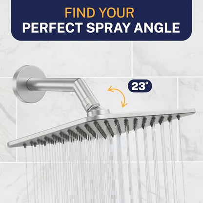 HammerHead Showers Solid Metal 8 Inch Square Rainfall Shower Head, High Flow Shower Head Optimized for Pressure, Brushed Nickel, 2.5 GPM - color: Brushed Nickel
