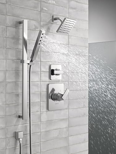 Delta Faucet Single-Spray H2Okinetic Slide Bar Hand Held Shower with Hose, Chrome Handheld Shower Head, Slide Bar Hand Shower, Handheld Shower, Detachable Shower Head, Chrome 51567 - color: Chrome