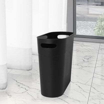 2 Pack 3.2 Gallon Plastic Trash Cans for Bathroom, Small Waste Bins with Handles, Compact Garbage Containers for Narrow Spaces, Recycle Wastebaskets for Office, Kitchen, Bedroom, Living Room (black) - color: black