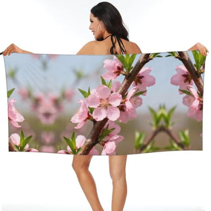 Peach Blossoms Full of Branches Quick Dry Bath Towels - Super Soft Bath Towels for Home, Spa, Gym, Travel - color: Peach Blossoms Full of Branches, size: 27.5"x55"