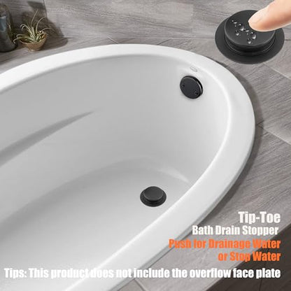 Tub Drain, 2 in 1 Pop-up Bathtub Plug with Hair Catcher | Easy Installation Bath Drain Stopper with Strainer, MATT Black - color: Matt Black