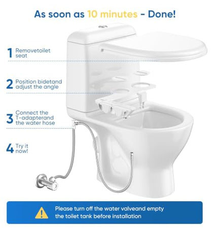 Ultra-Slim 3-in1 Bidet, Self-Cleaning, Posterior&Feminine Wash-(Retractable Dual Nozzles), Non-Electric Bidet Attachment for Toilet Seat, Adjustable Fresh Cold Water Pressure, Stainless Steel Inlet - color: 1PCS-White + Cold Water