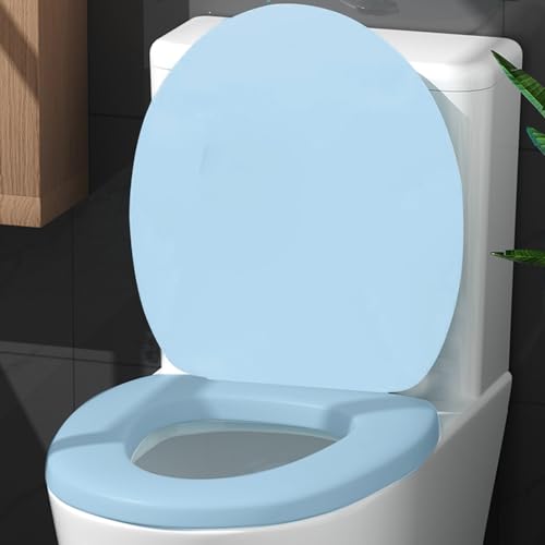 Toilet Seat Round, Toilet Seat with Quick-Release And Quick-Attach, Plastic Toilet Seat with Soft Close, Never Loosen, Easy Install and Clean, Fits Most Toilets - color: Blue