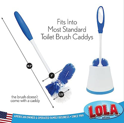 LOLA Classic Toilet Brush w/Under-The-Rim Scrubber, 4 Pack, Deep Cleans The Entire Toilet Bowl, Non-Slip Handle w/Rubber Comfort Grip - size: 4 Pack, style: Toilet Brush w/Under Rim
