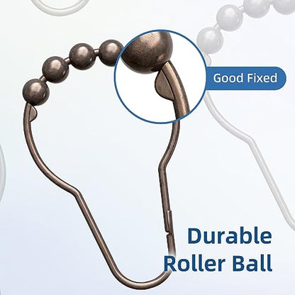 Titanker Shower Curtain Hooks Rings, Rust-Resistant Metal Shower Curtain Hooks for Bathroom Shower Rods Shower Hooks Shower Rings for Curtain - Set of 12, Bronze - color: Bronze