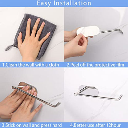 TocTen Hand Towel Holder, No Drilling Stick on Wall Towel Bar, SUS 304 Stainless Steel Towel Rod, Strong Self Adhesive Towel Rack/Hanger for Bathroom Kitchen (Polished Chrome) - color: Polished Chrome, size: 1 Pack 8.35 inch