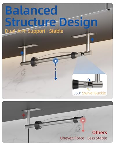 RUACQ Paper Towel Holder Under Cabinet, One Hand Tearing Paper Towel Holder with Damping Effect, Wall Mount & Adhesive Stainless Steel Paper Roll Holder for Kitchen Bathroom (Sliver) - color: Sliver, size: One Hand Tear - Rectangle