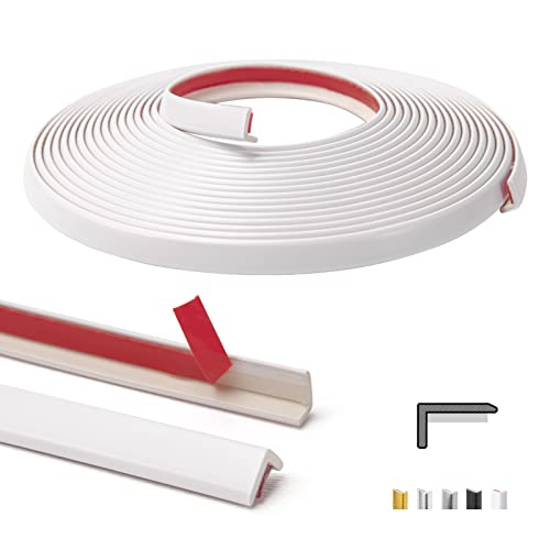 Art3d 20ft Outside Vinyl Corner Trim Peel and Stick for Tile and Wall Edges, Furniture Decoration White - color: Vinyl White