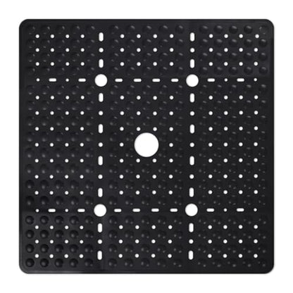 ZOESOE Square Shower Mat Non Slip: 27 x 27 Inches Large Shower Mats for Inside Shower, Soft TPE Shower Floor Mat with Suction Cups and Drain Holes, Machine Washable - color: Black